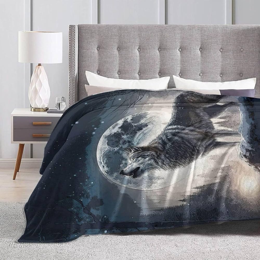 Amazon.com: Homieblanket Howling Wolf Blanket for Boys Girls